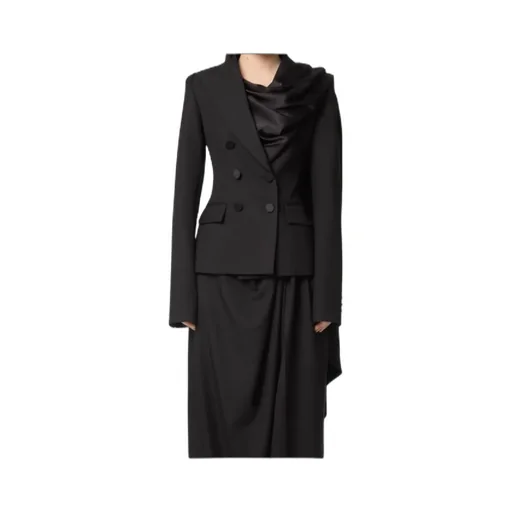 Draped-Scarf Blazer