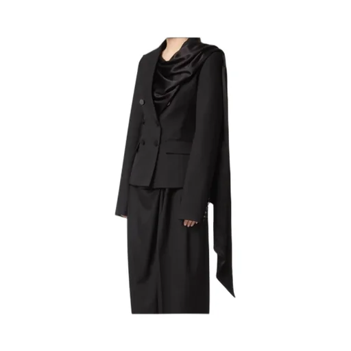 Draped-Scarf Blazer