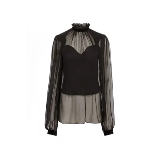 High-Neck Ruffled Top