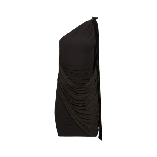 One-Shoulder Draped Mini Dress