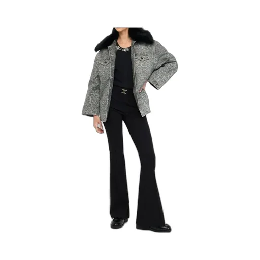 Liu Jo Leopard Printed Faux Fur-Collar Jacket