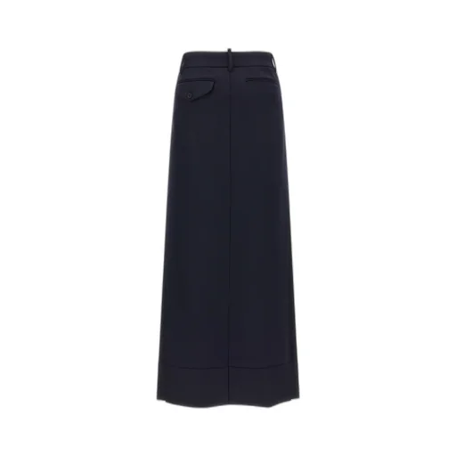 Denim-Insert Pleated Skirt