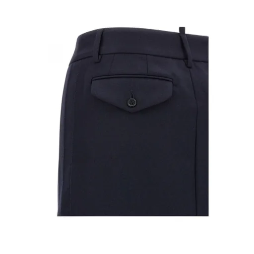 Denim-Insert Pleated Skirt