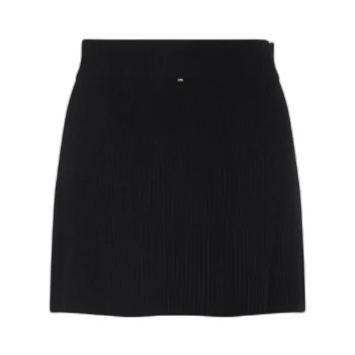 Ribbed Zip-Front Mini Skirt