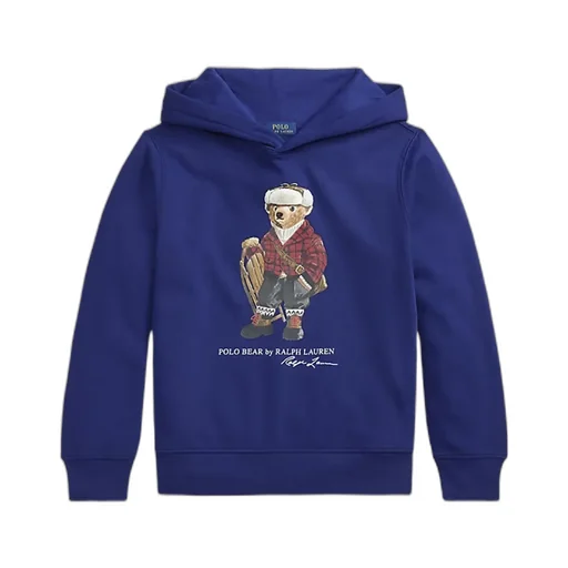 Cotton Blend Sweatshirt With Polo Bear Print