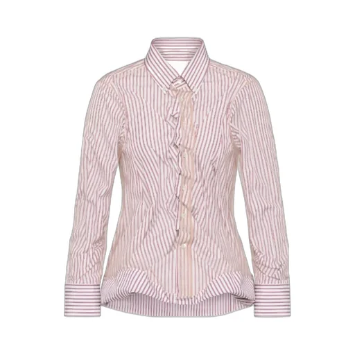 Maison Margiela Striped Ruffled Long-Sleeve Shirt