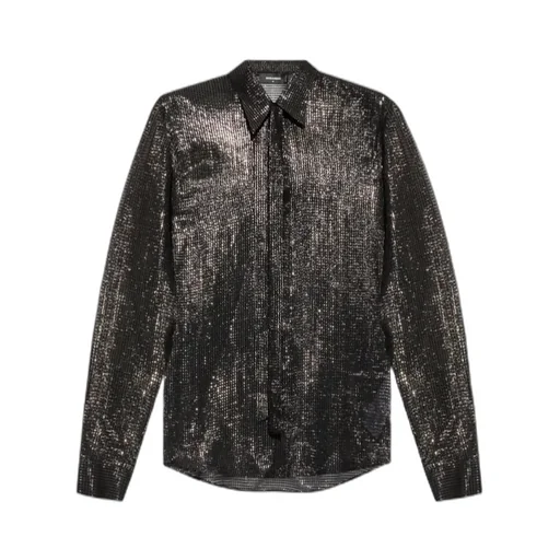 Sparkling Tie-Neck Shirt