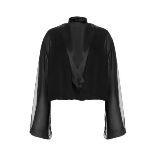 Long-Sleeved Silk Chiffon Blouse