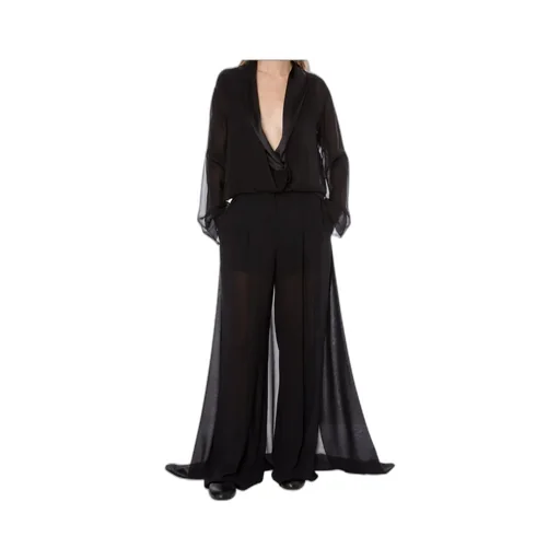 Long-Sleeved Silk Chiffon Blouse