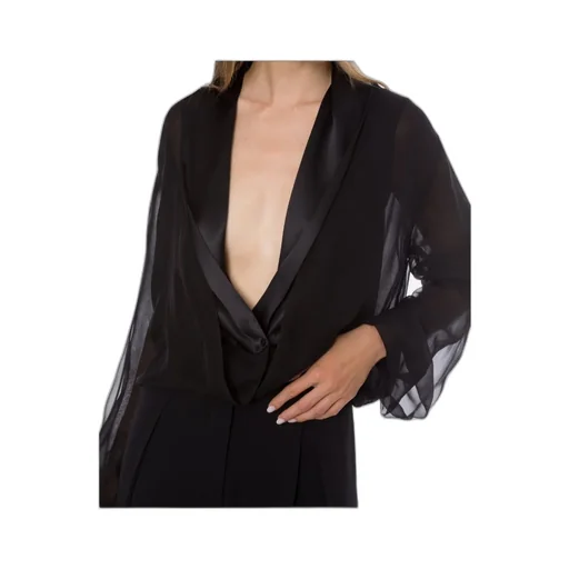Long-Sleeved Silk Chiffon Blouse