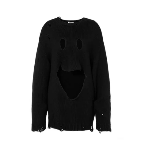 Smiley Face Distressed Sweater