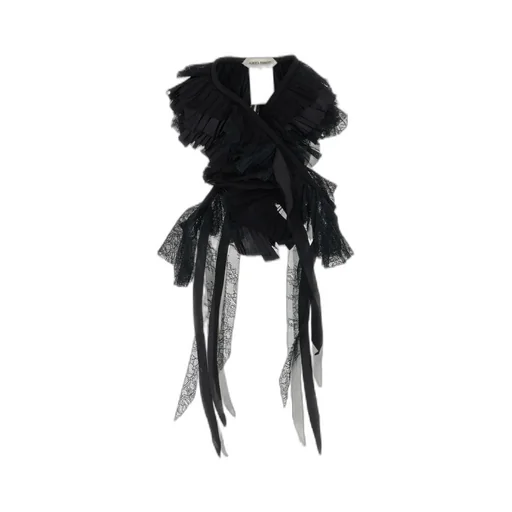 Lace-Fringed Silk Scarf