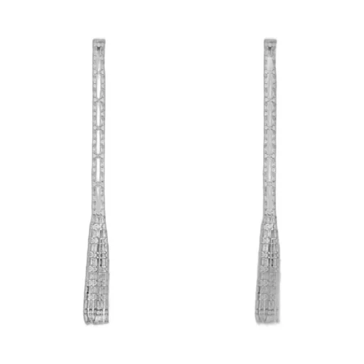 Baguette-Cut Crystal-Fringe Earrings