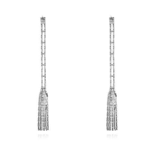 Baguette-Cut Crystal-Fringe Earrings