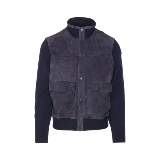 Suede Knitted-Panel Jacket
