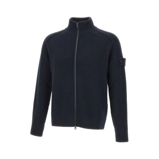 Stone Island Logo Patch Zip-Up Cardigan