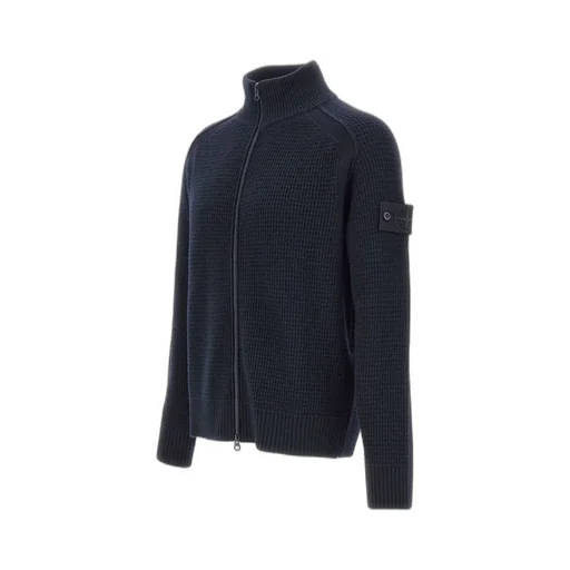 Stone Island Logo Patch Zip-Up Cardigan