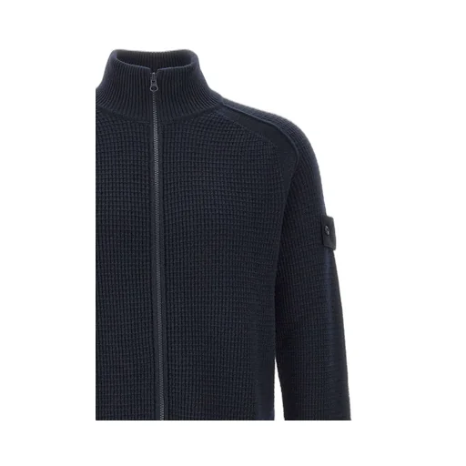 Stone Island Logo Patch Zip-Up Cardigan