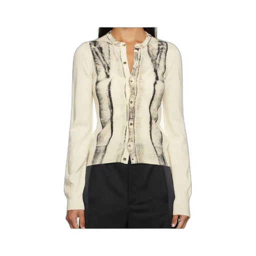 Mm6 Maison Margiela Cardigan-Print Crewneck Jumper