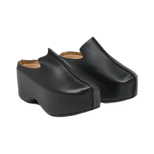 Platform Clog - Heeled Leather Mules