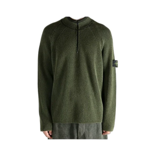 Stone Island Compass Patch Half-Zipped Knitted Jumper