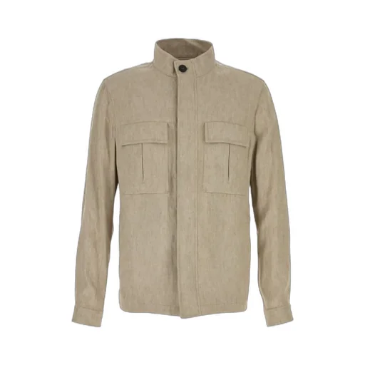 Zegna Long Sleeved High-Neck Field Jacket