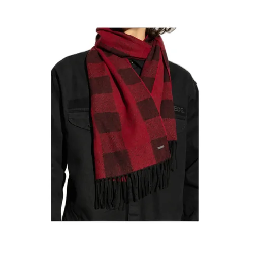 Checked Fringed Scarf