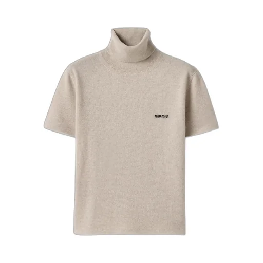Miu Miu High-Neck Short-Sleeved Jumper
