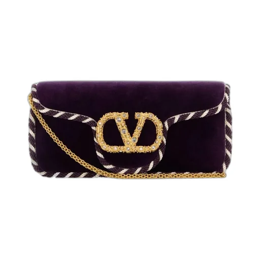 Valentino	Locò Velvet Foldover Top Clutch Bag