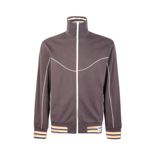 Ribbed-Panel Zip-Up Jacket