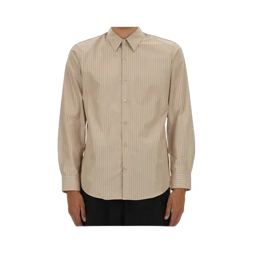 Dries Van Noten Pinstriped Curved Hem Shirt
