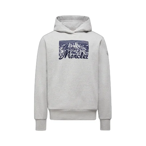 Embroidered Mountain Logo Cotton Hoodie