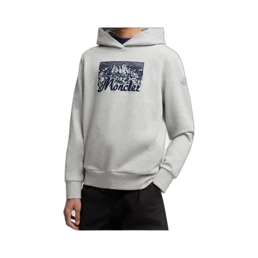 Embroidered Mountain Logo Cotton Hoodie