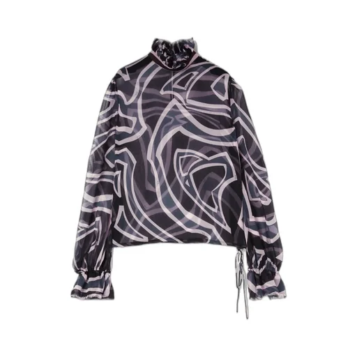 Labirinto Print Balloon-Sleeves Blouse