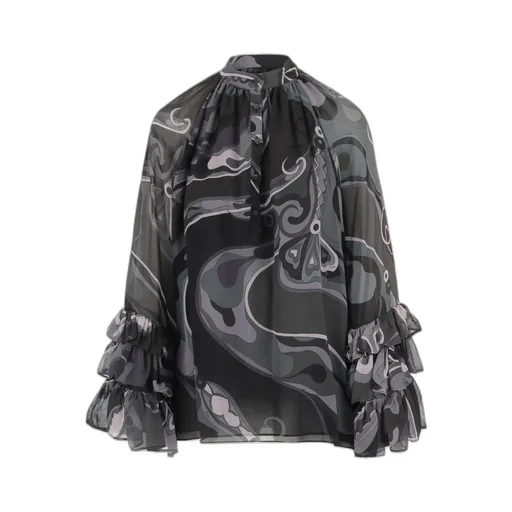 Pucci Orchidee Print Ruffled Blouse