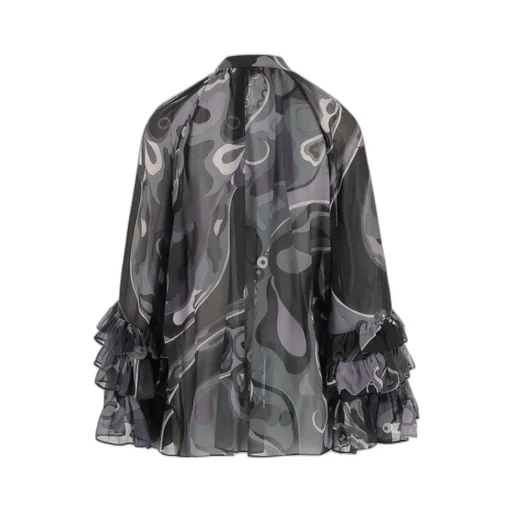 Pucci Orchidee Print Ruffled Blouse