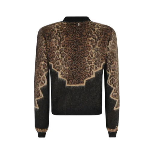 Leopard-Print Geometric-Pattern Sweater
