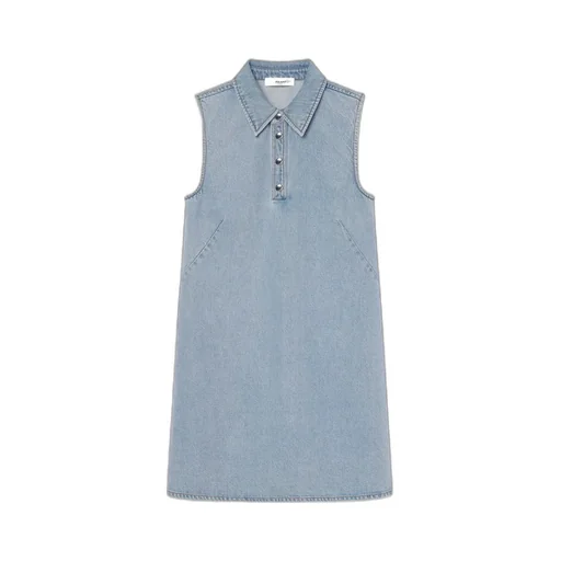 Pointed Collar Denim Dress