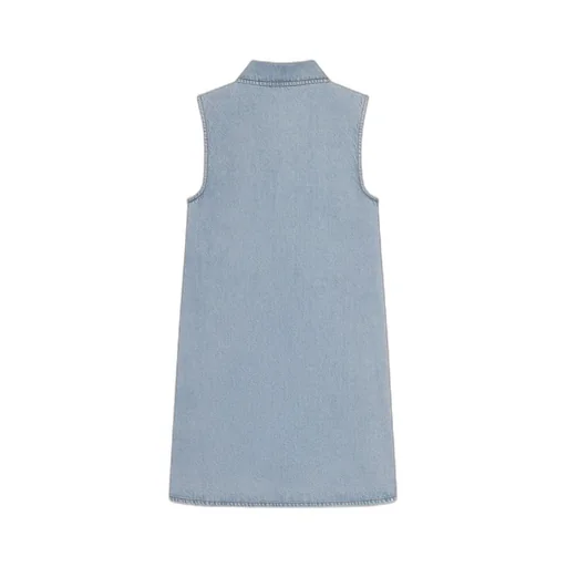Pointed Collar Denim Dress