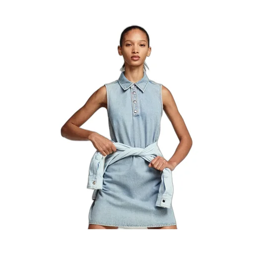 Pointed Collar Denim Dress