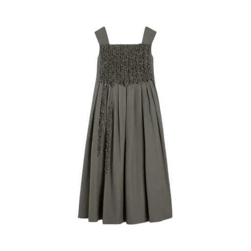 Long Pleated Poplin Dress