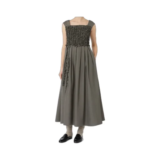 Long Pleated Poplin Dress