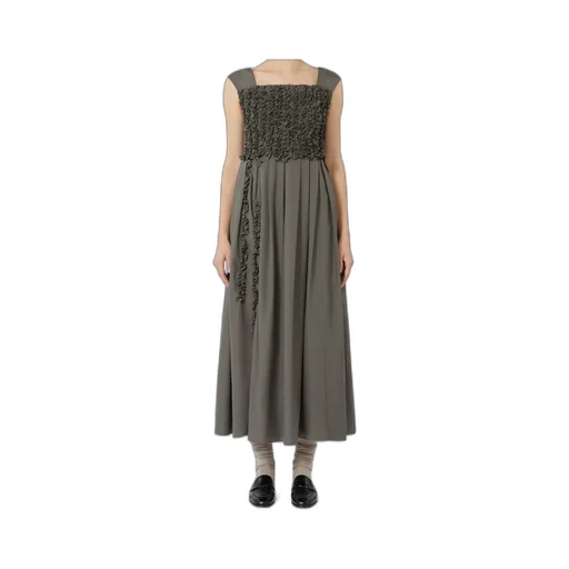 Long Pleated Poplin Dress