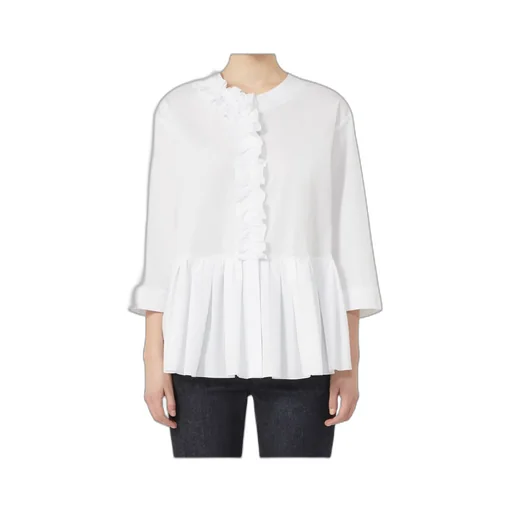 Flounce-Detail Washed Cotton Shirt