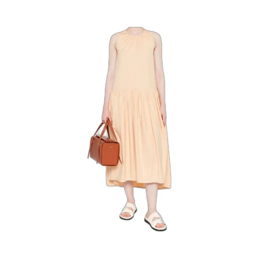 Cotton Poplin Crew-Neck Dress