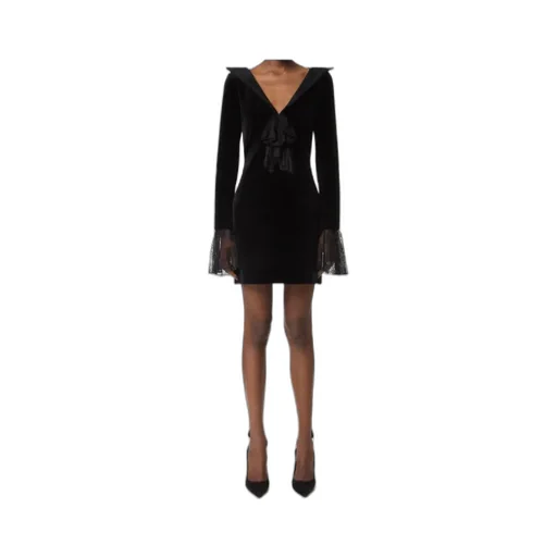 Nina Ricci Bow Embellished Velvet Mini Dress