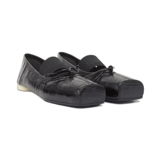 Crocodile-Embossed Ballet Flats