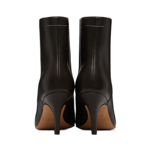Pointed-Toe Leather Ankle Boots