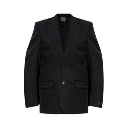 Padded-Shoulder Wool Blazer