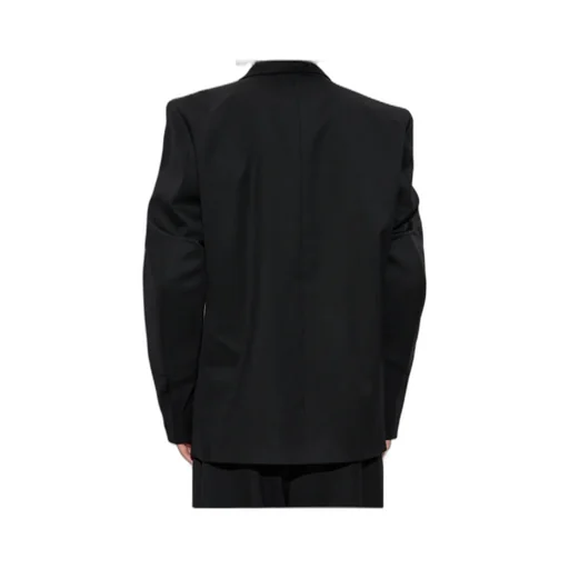 Padded-Shoulder Wool Blazer